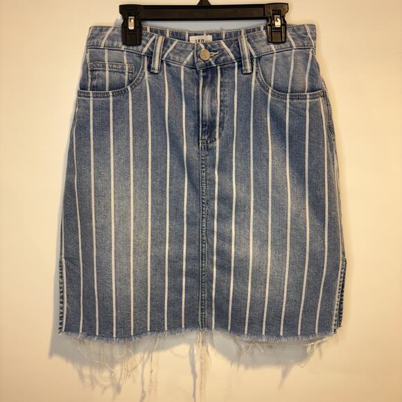 WASH LAB - BLUE STRIPE MINI SKIRT - SIZE 27 -DENIM SKIRT - Picture 5 of 8